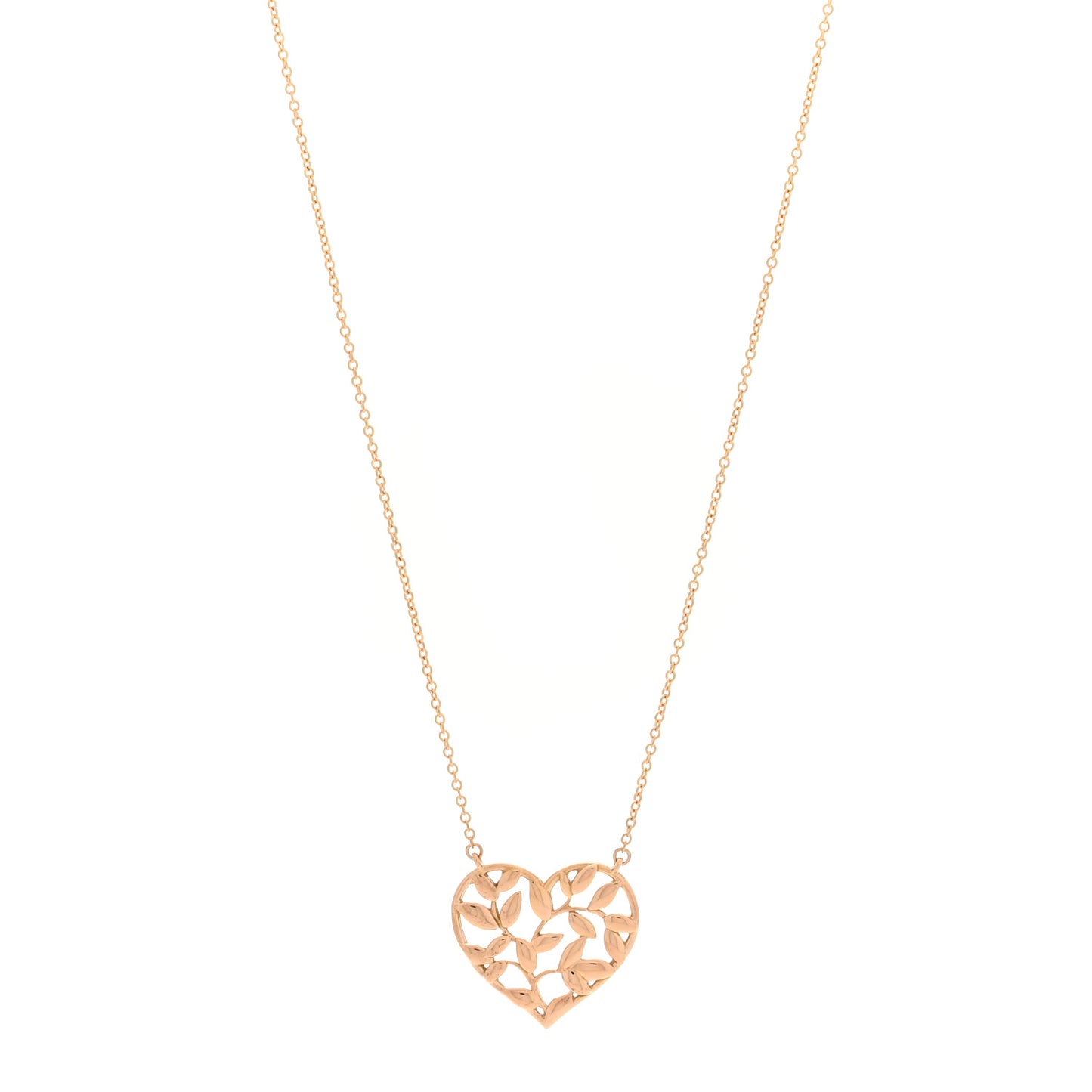 18K Rose Gold Paloma Picasso Olive Leaf Heart Pendant Necklace