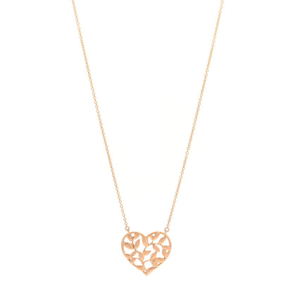 Tiffany 18K Rose Gold Paloma Picasso Olive Leaf Heart Pendant Necklace 1 of 4