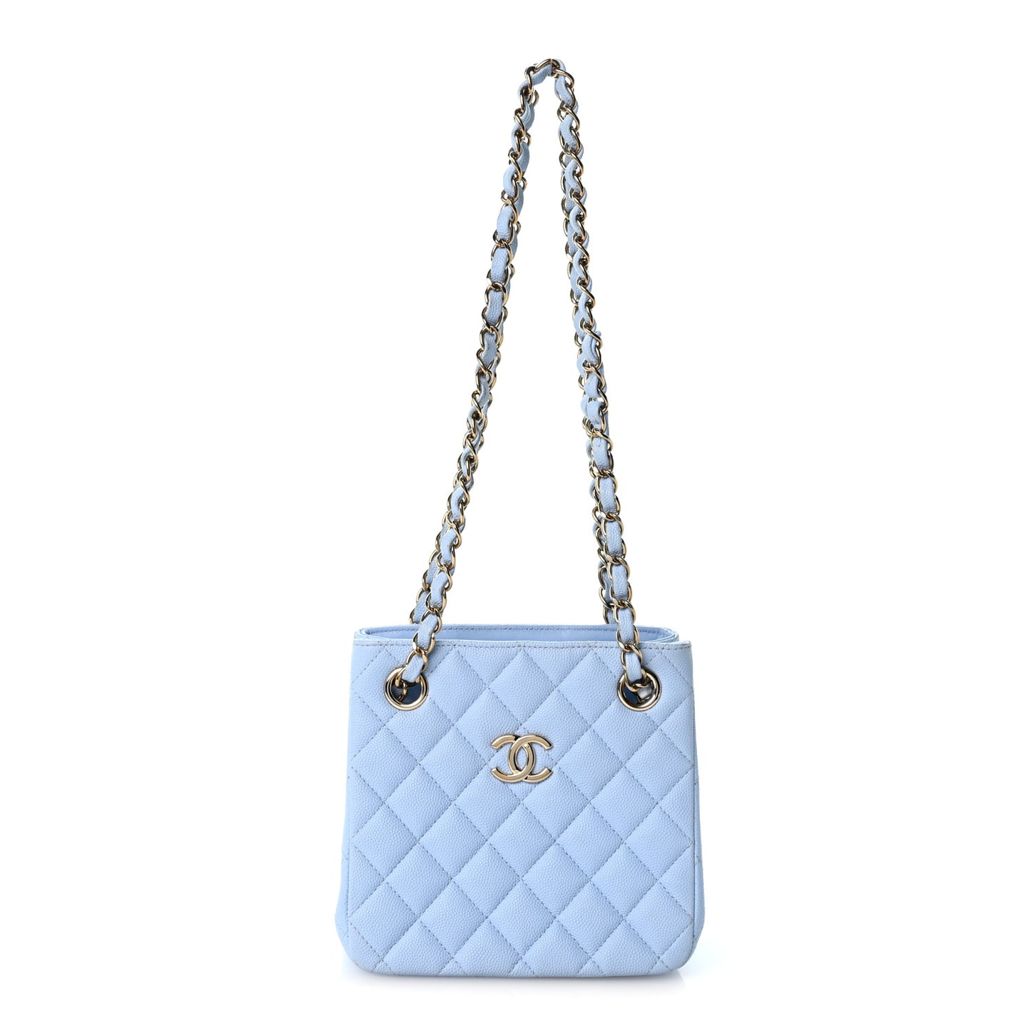 Caviar Quilted Mini Bucket Bag Blue