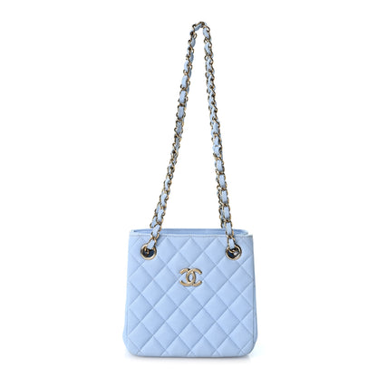 Chanel Caviar Quilted Mini Bucket Bag Blue 1 of 14