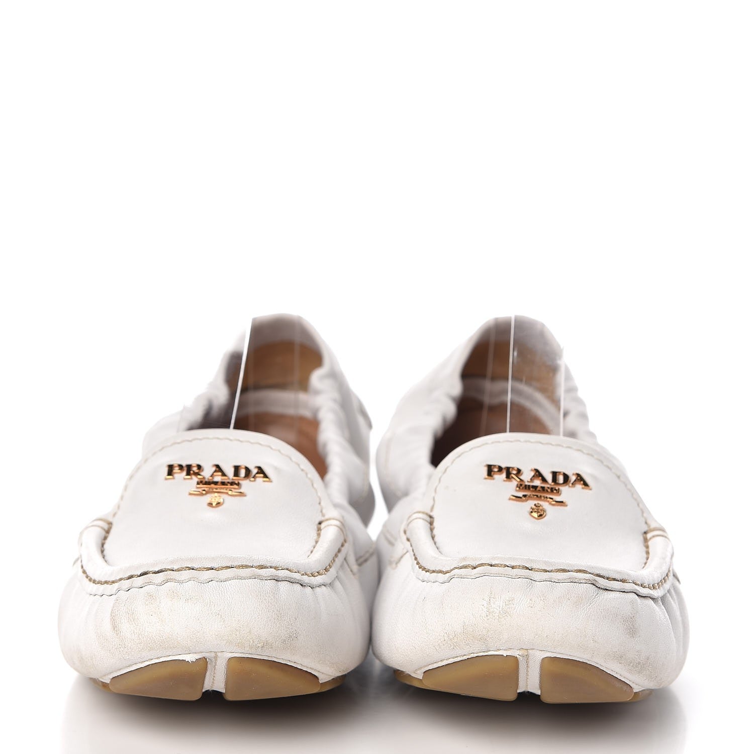 Prada Vitello Daino Logo Loafers 40 Talco 2 of 14