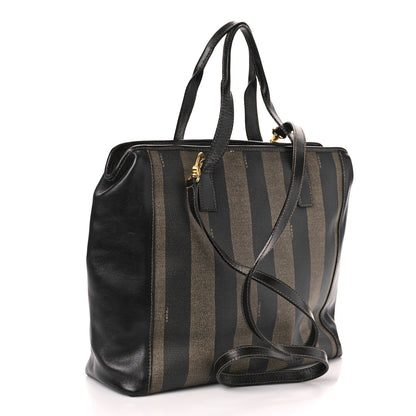 Fendi Calfskin Coated Canvas Pequin Tote Tobacco 3 of 10