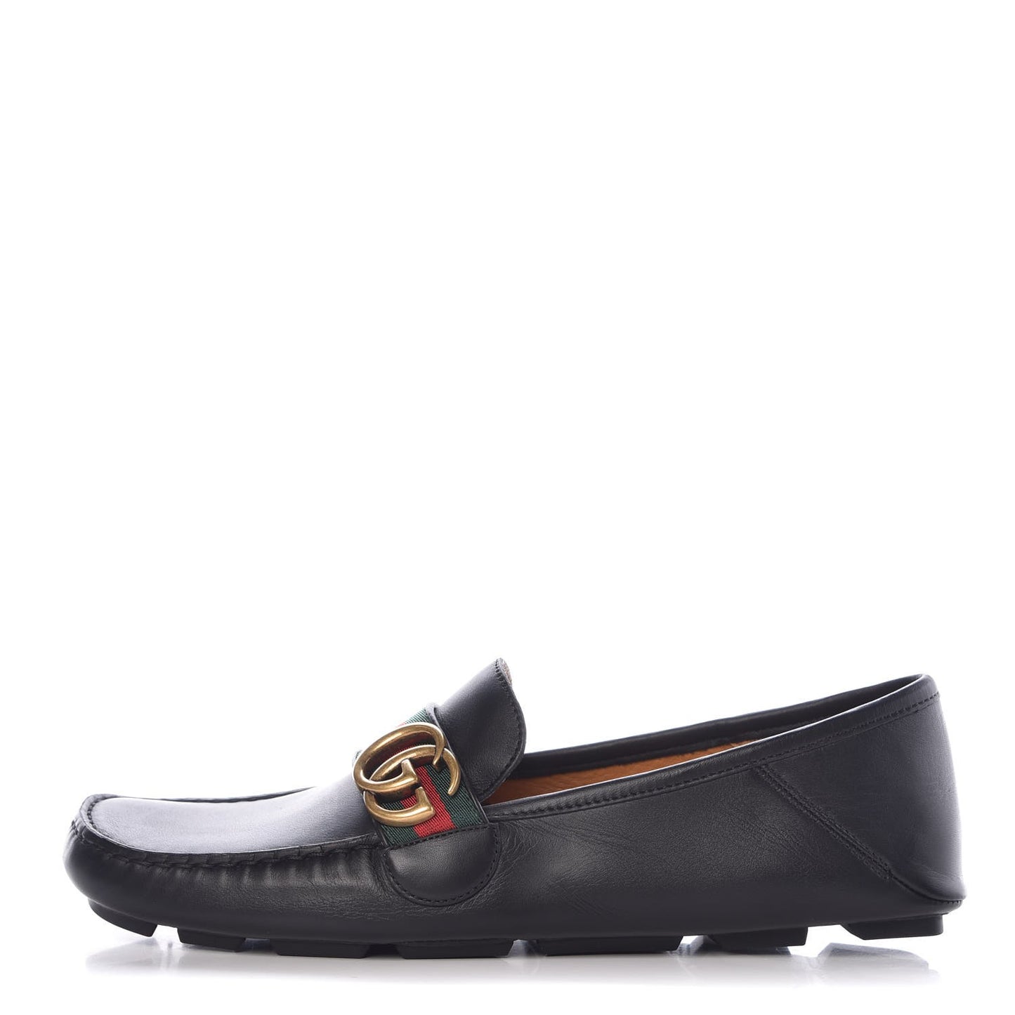 Velvety Calfskin Web Mens Noel Driver Loafers 8 Black