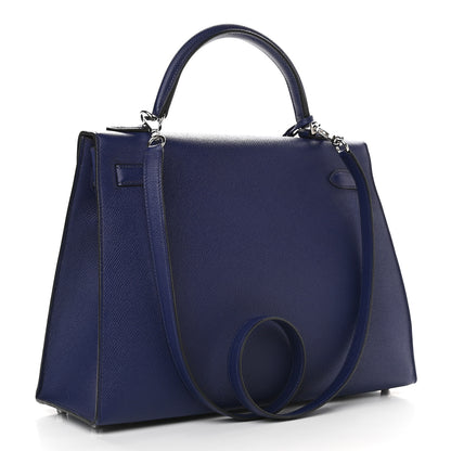 Hermes Epsom Kelly Sellier 32 Bleu Encre 3 of 10