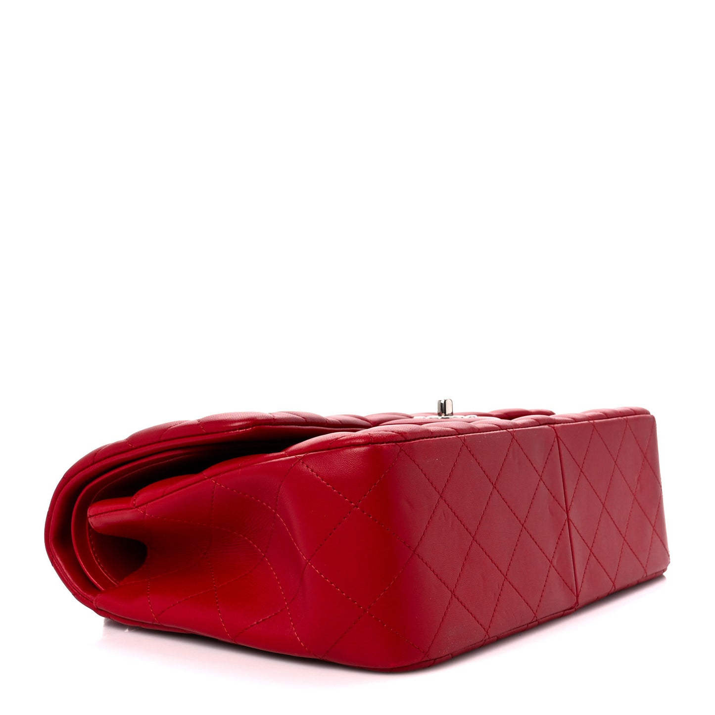 Lambskin Quilted Jumbo Double Flap Red
