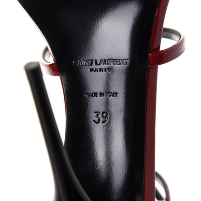 Saint Laurent Patent Cassandra 100 Ankle Strap Sandals 39 Hot Red 8 of 9