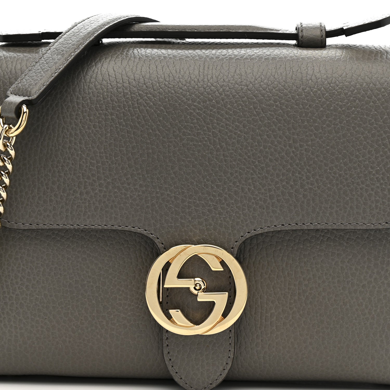Gucci Dollar Calfskin Interlocking G Top Handle Shoulder Bag Loess