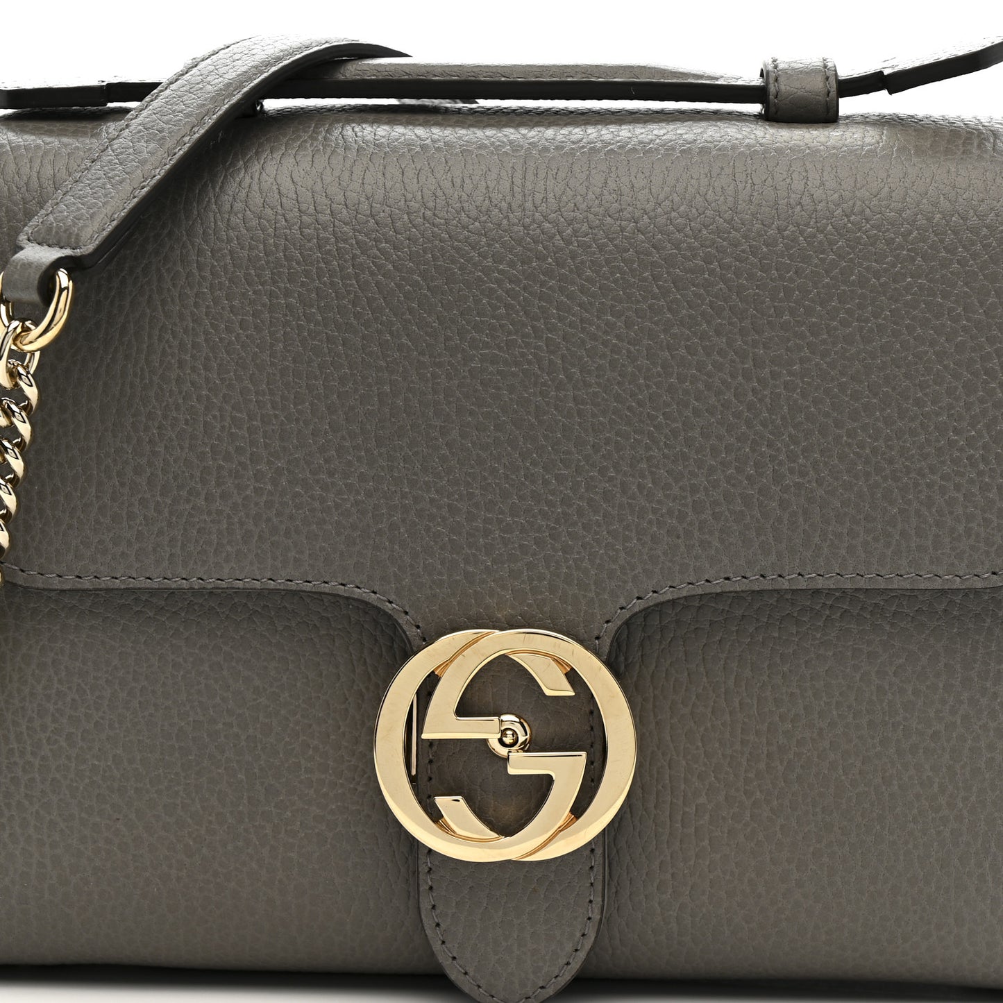 Dollar Calfskin Interlocking G Top Handle Shoulder Bag Loess