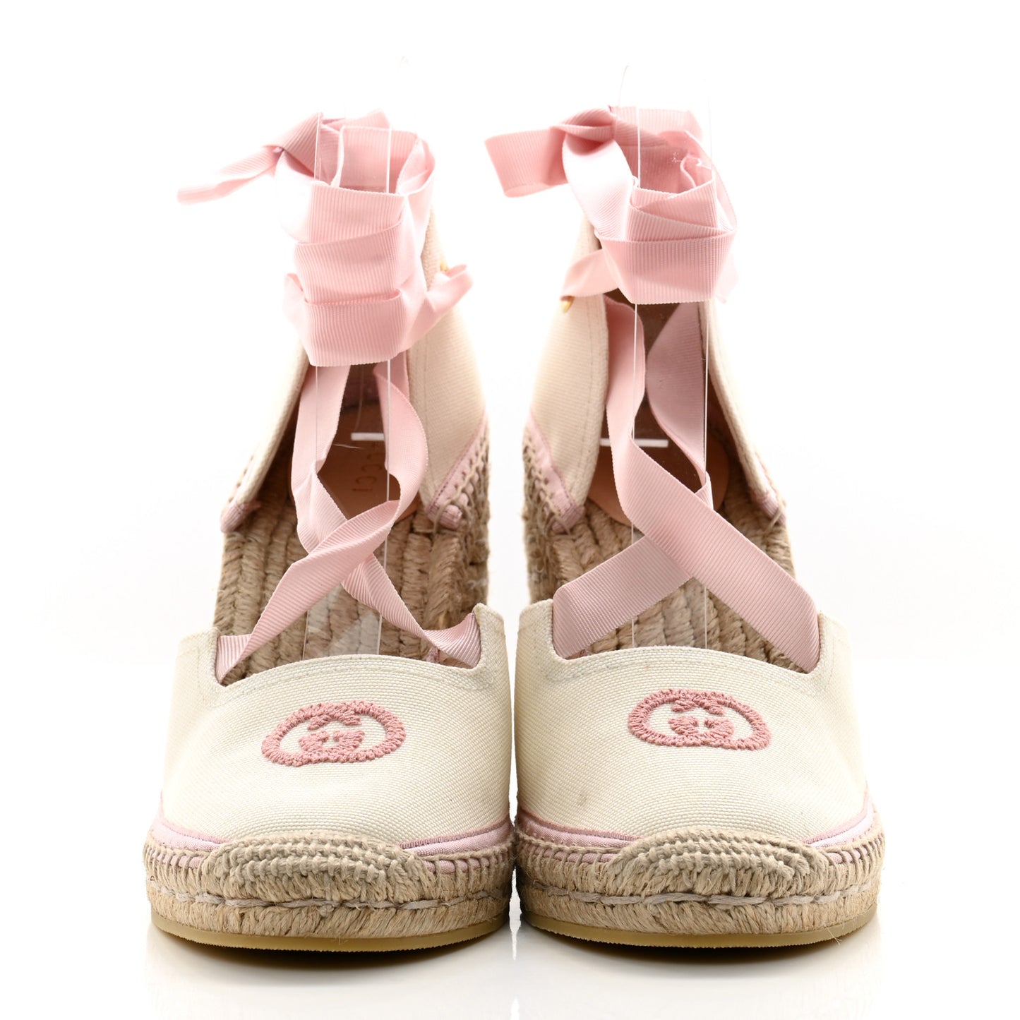 Canvas Grossgrain Embroidered Judit Ankle Wrap Platform 35/120mm Espadrille Wedges 39 White Shell