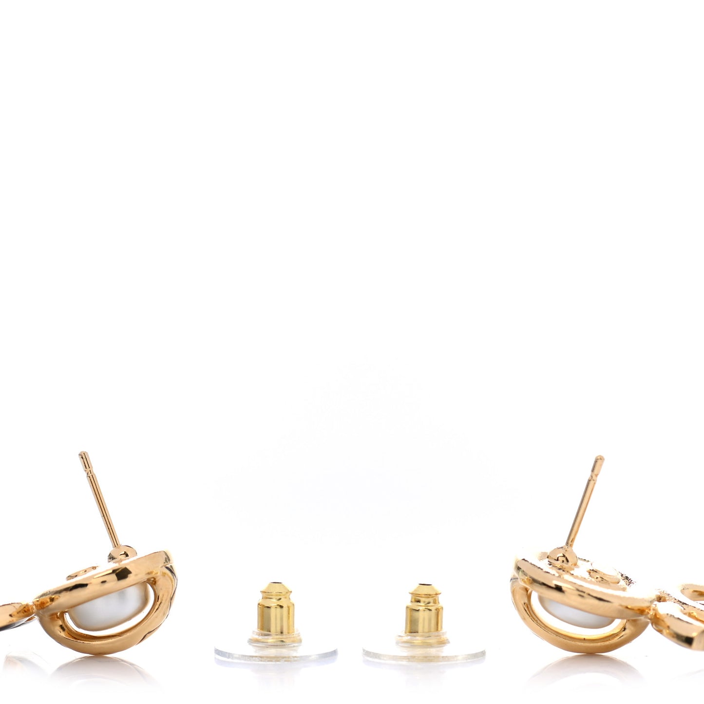 Pearl Resin CC Drop Earrings Gold Black