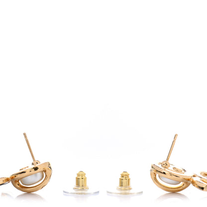 Chanel Pearl Resin CC Drop Earrings Gold Black 3 of 5