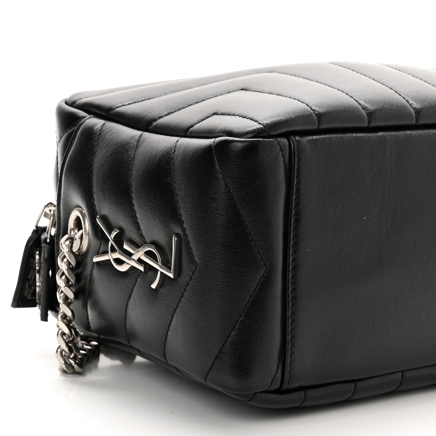 Calfskin Y Quilted Monogram Small Loulou Bowling Bag Black