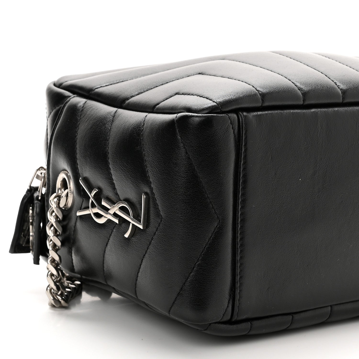 Saint Laurent Calfskin Y Quilted Monogram Small Loulou Bowling Bag Black 9 of 11
