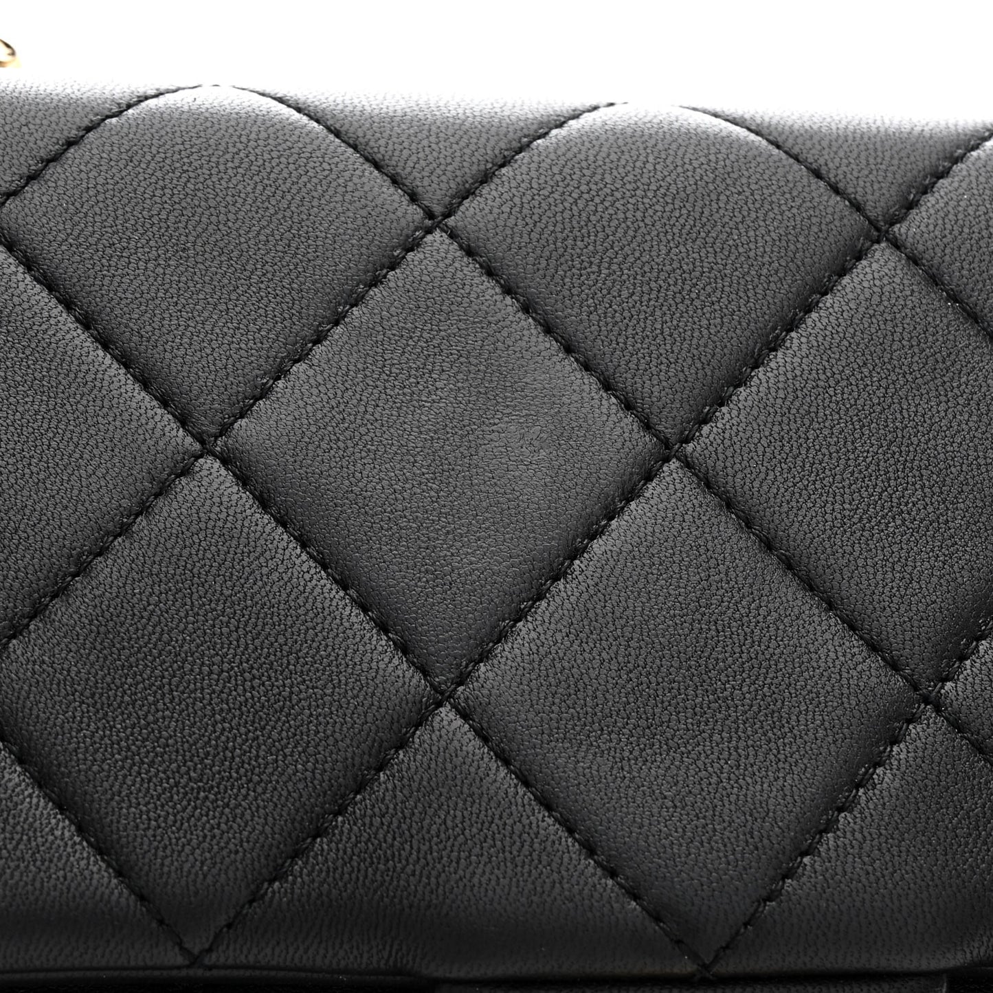 Lambskin Quilted Resin Bi-Color Chain Flap Bag Black