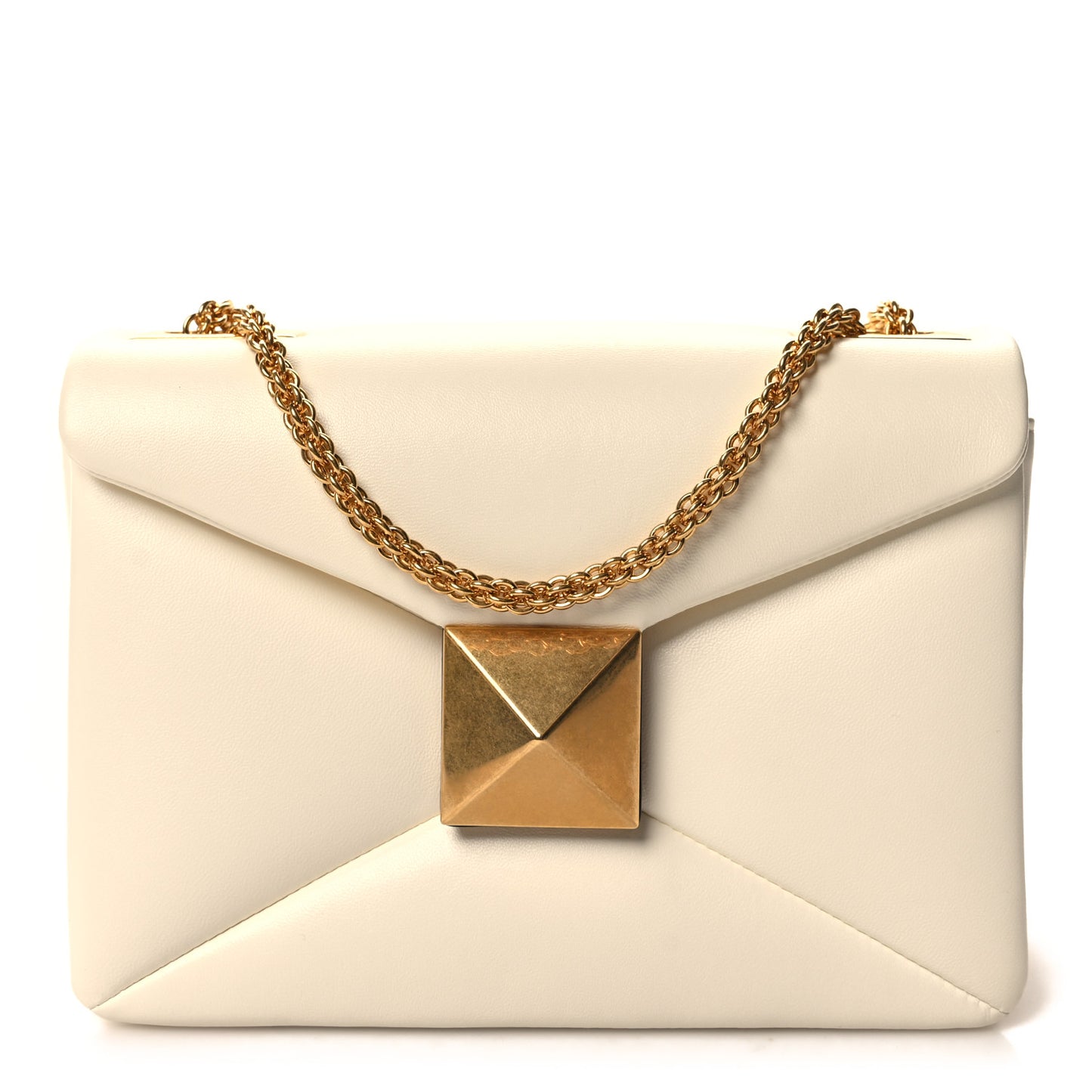 Nappa One Stud Chain Clutch Ivory
