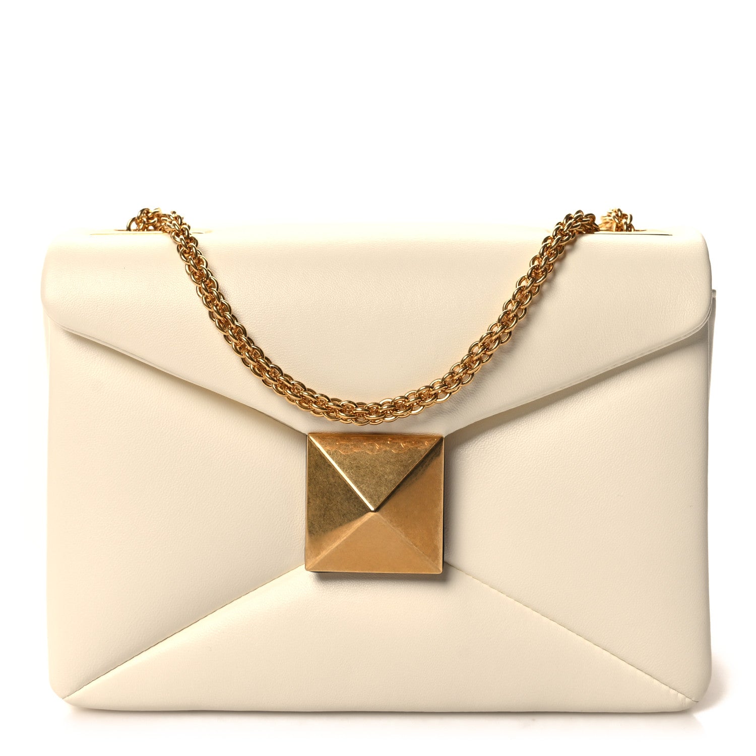 Valentino Garavani Nappa One Stud Chain Clutch Ivory 1 of 11