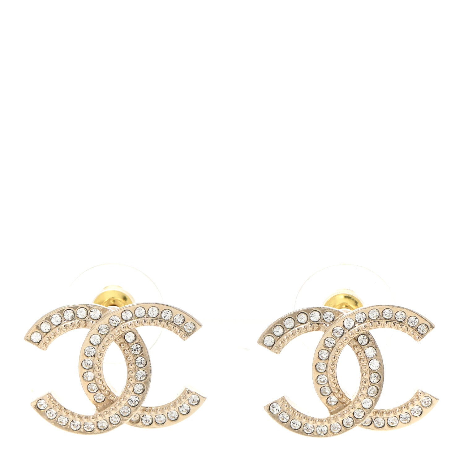 Chanel Crystal CC Earrings Gold 1 of 5
