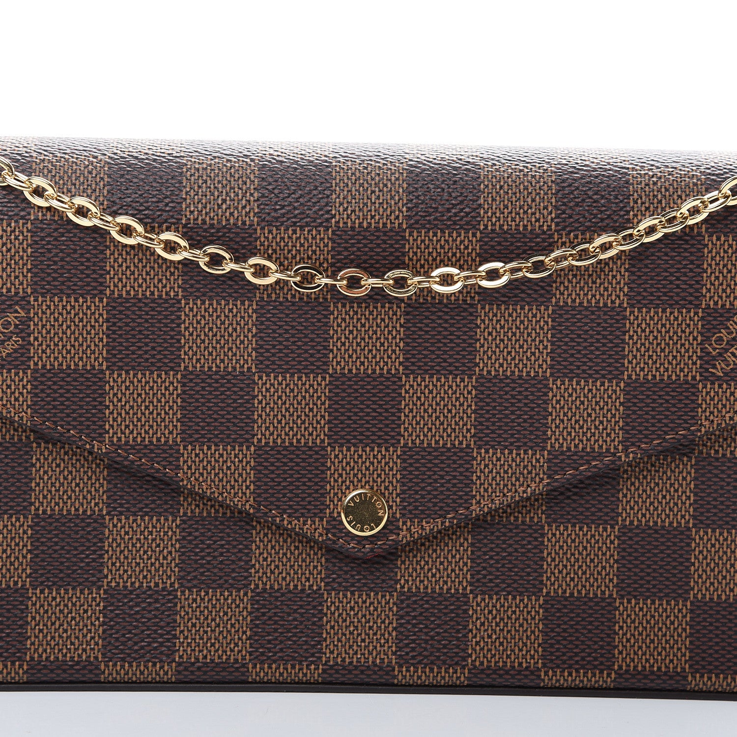 Louis Vuitton Damier Ebene Pochette Felicie Chain Wallet 9 of 10