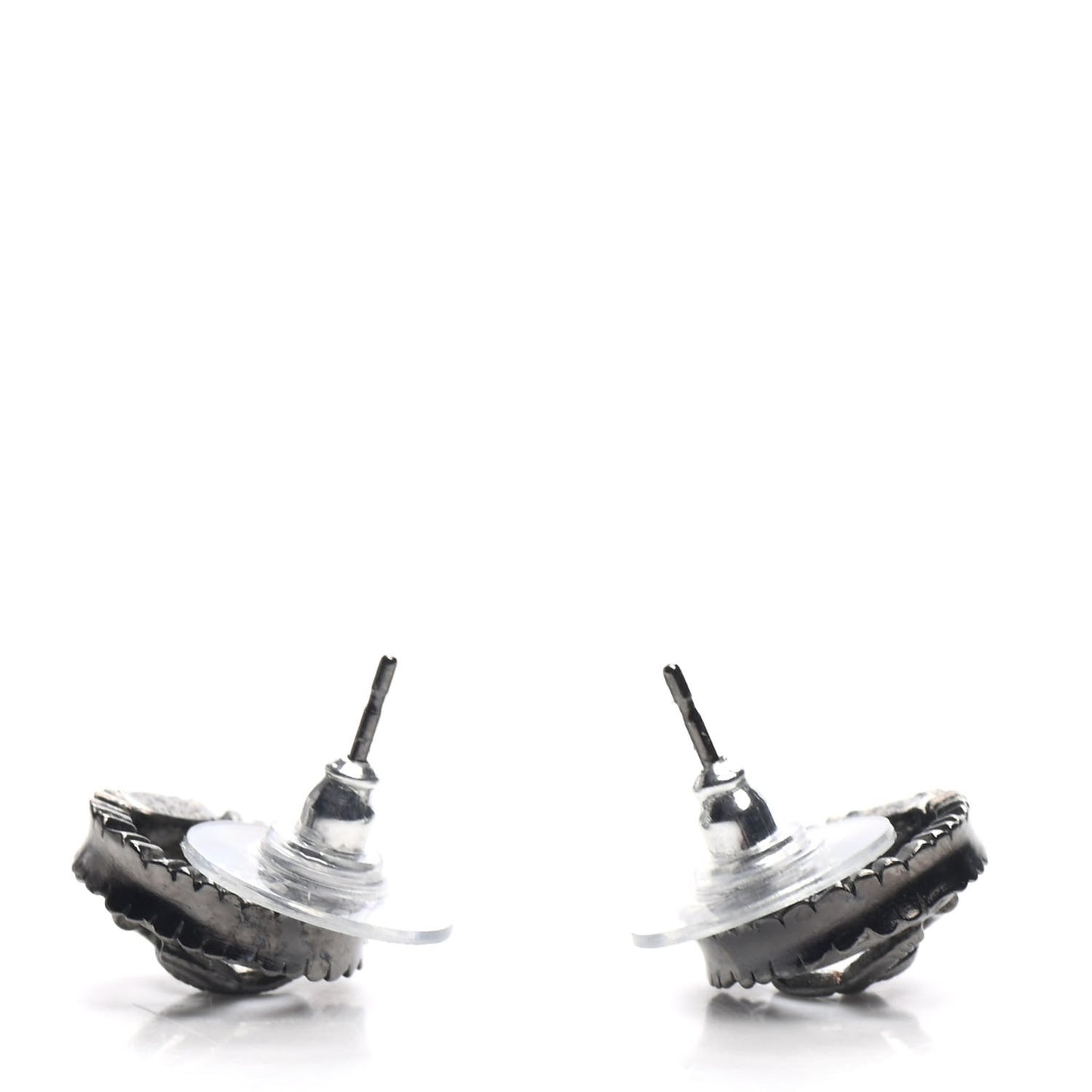 Ruthenium Crystal CC Round Earrings Silver