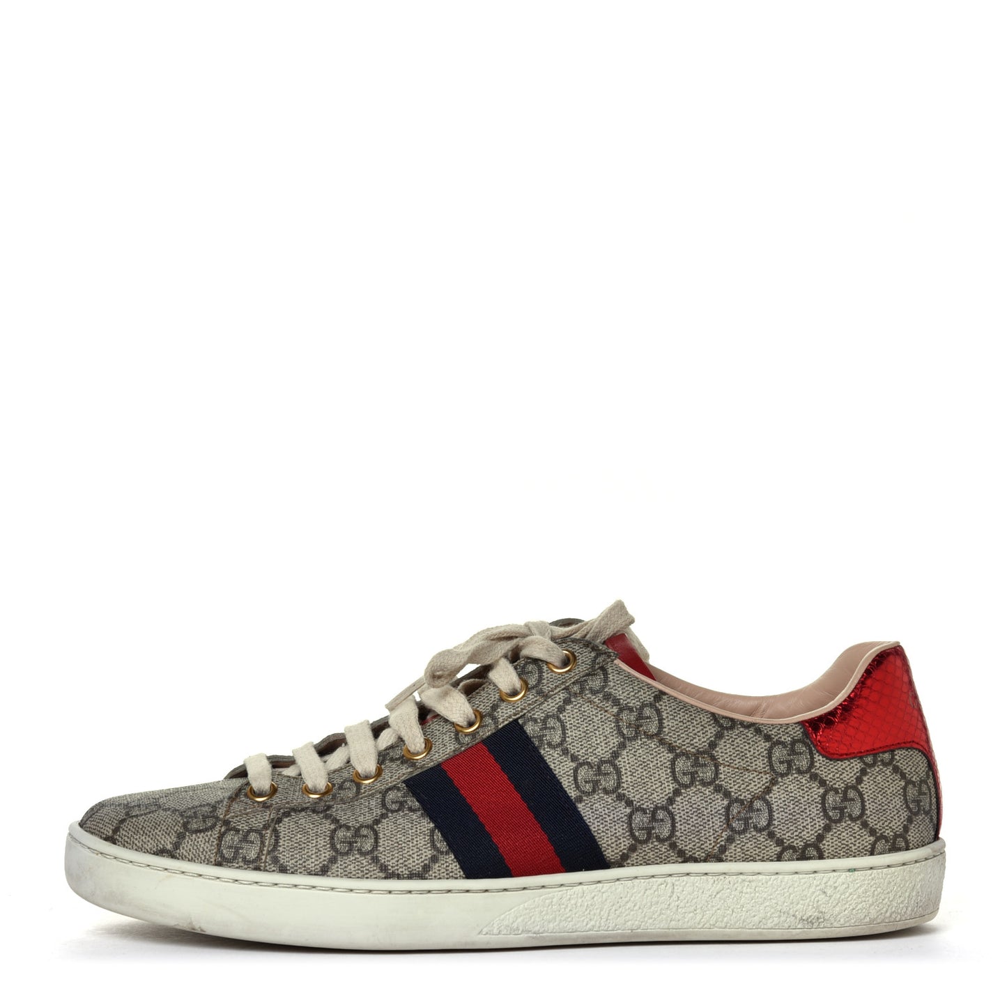 GG Supreme Monogram Ayers Web Womens Ace Sneakers 39 Beige