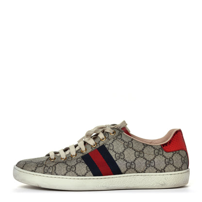 Gucci GG Supreme Monogram Ayers Web Womens Ace Sneakers 39 Beige 1 of 12