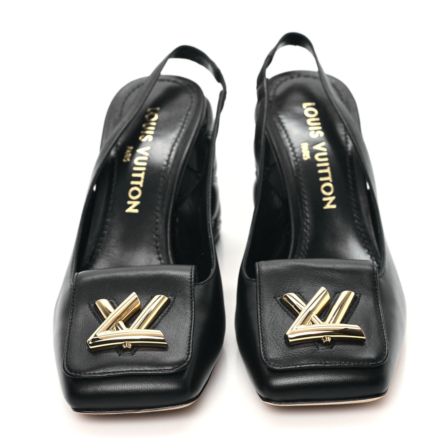 Louis Vuitton Lambskin Shake Slingback Pumps 38.5 Black 2 of 9
