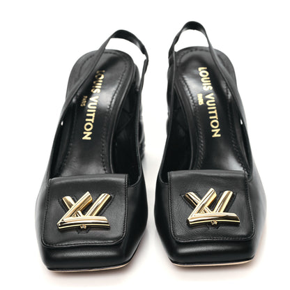 Louis Vuitton Lambskin Shake Slingback Pumps 38.5 Black 2 of 9