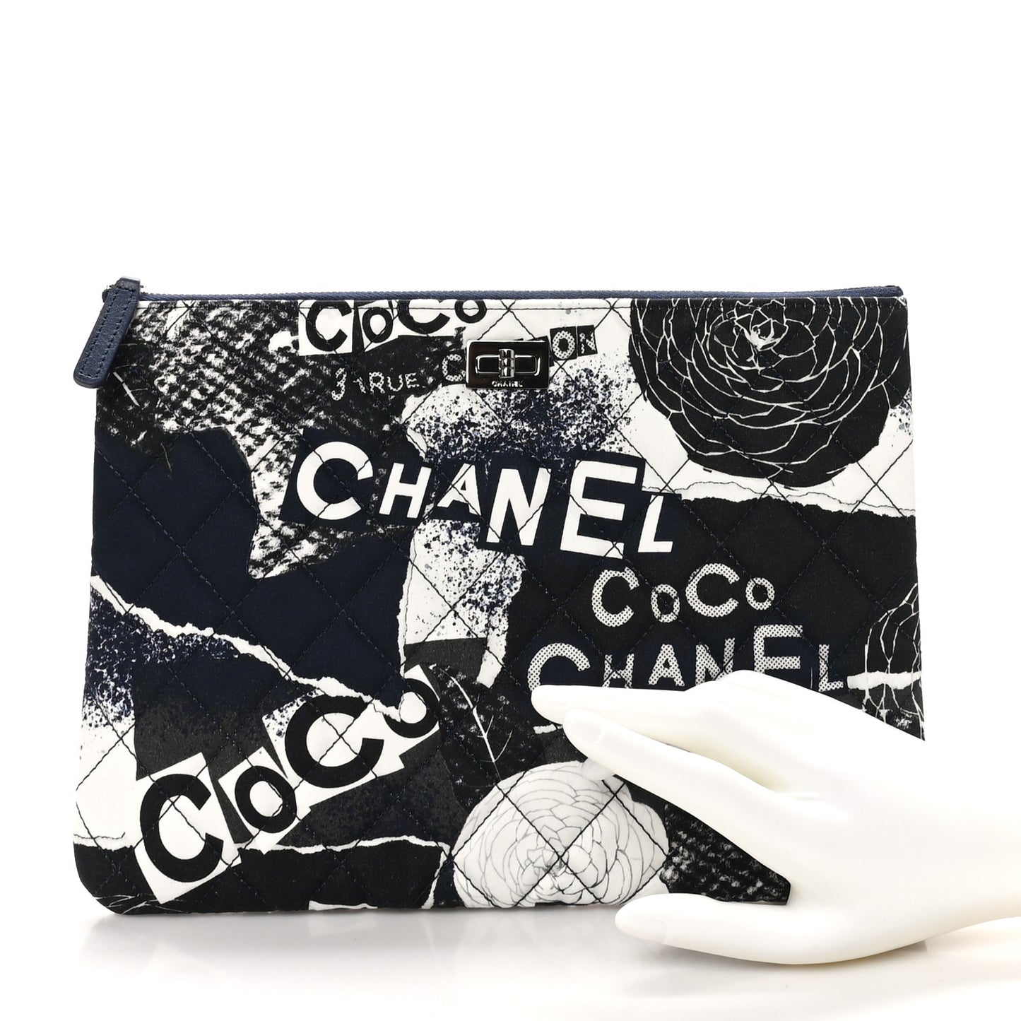 Jersey Quilted Graffiti Large Reissue Cosmetic Case Black White