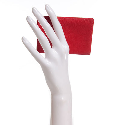 Hermes Chevre Mysore Calvi Card Case Rouge Garance 8 of 16