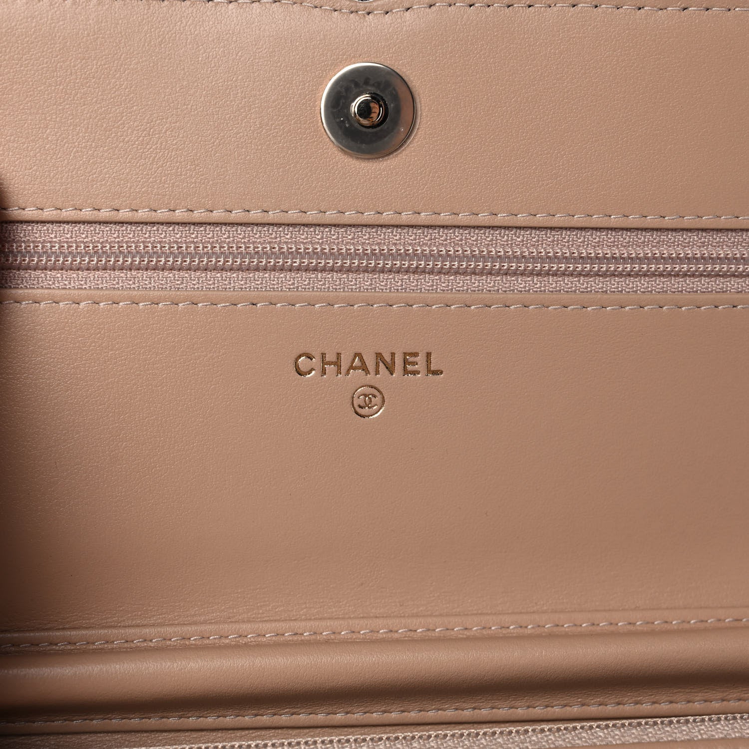 Chanel Caviar Quilted CC Filigree Wallet On Chain WOC Beige Black 6 of 12