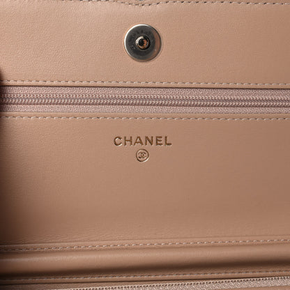 Chanel Caviar Quilted CC Filigree Wallet On Chain WOC Beige Black 6 of 12