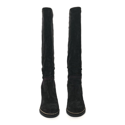 Chanel Suede Calfskin Chain Around High Boots 36 Black 2 of 6