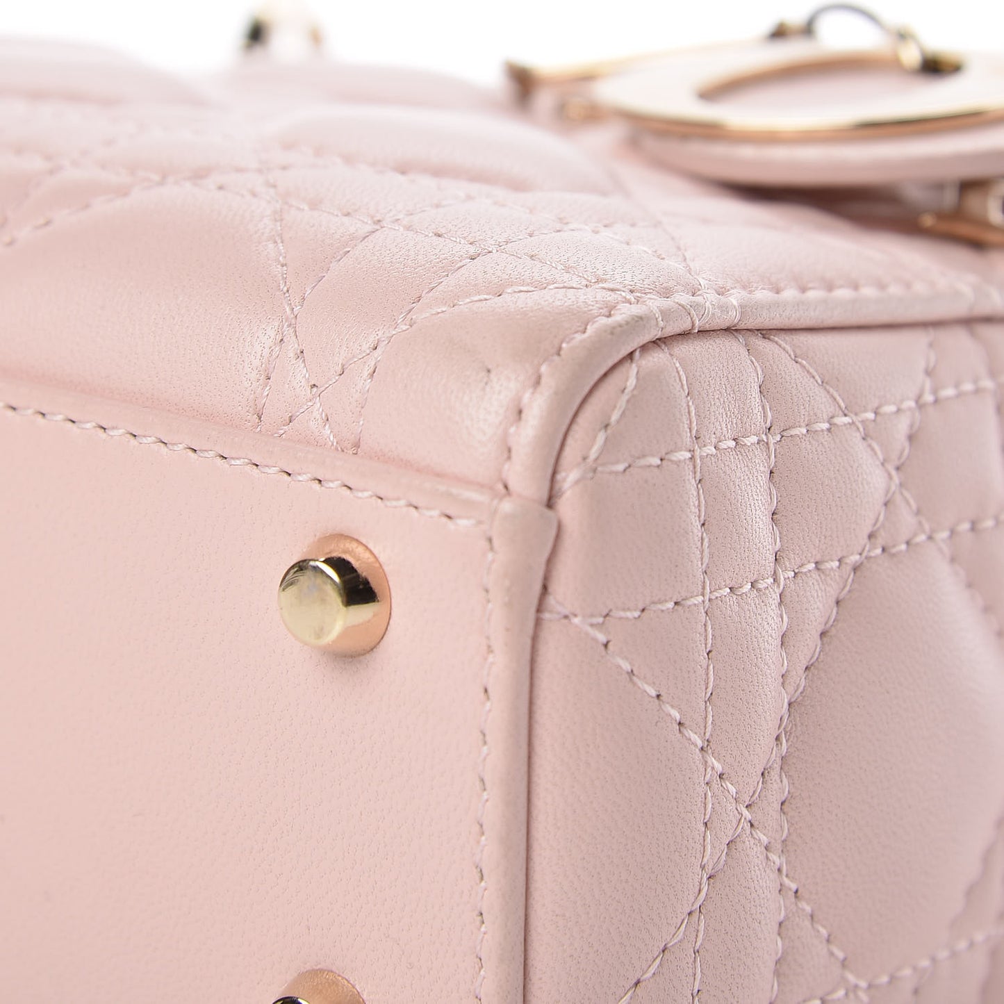 Lambskin Cannage Mini Lady Dior Rose Poudre