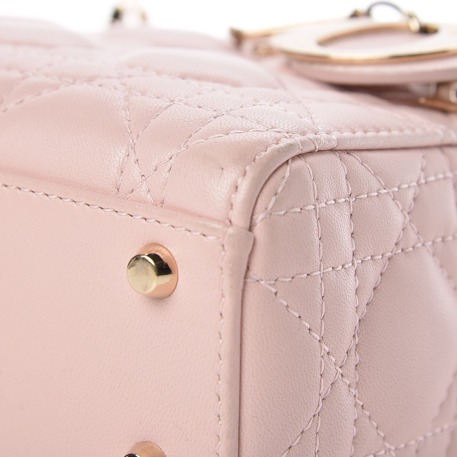 Christian Dior Lambskin Cannage Mini Lady Dior Rose Poudre 18 of 20