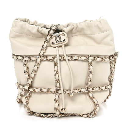 Chanel Lambskin Bucket Chain Drawstring Bag Beige 1 of 10