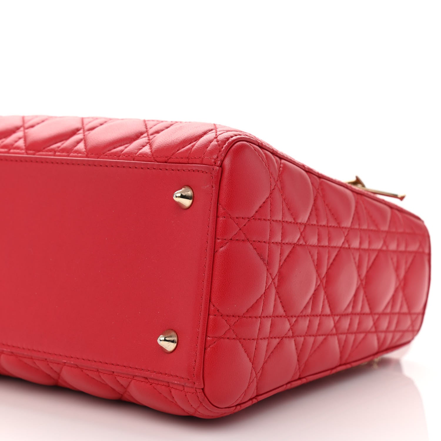 Christian Dior Lambskin Cannage Medium Lady Dior Red 8 of 9