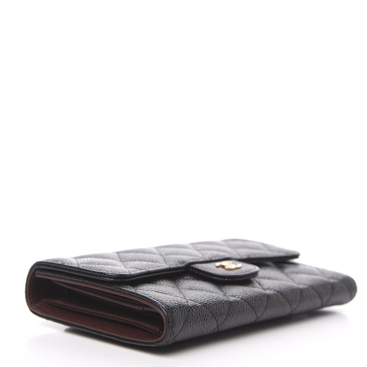 Caviar Quilted Large Flap Wallet Black