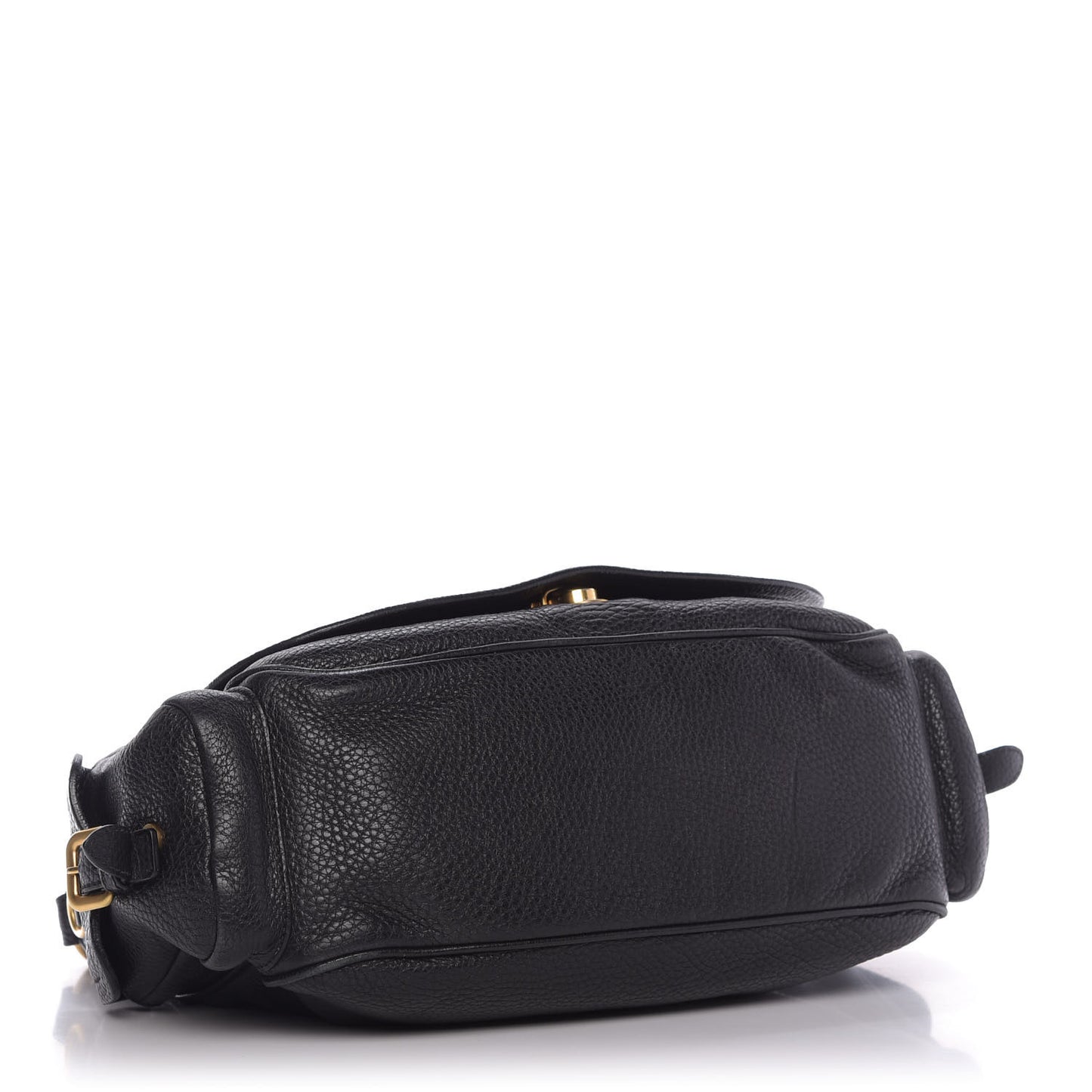 Vitello Daino Shoulder Flap Bag Black