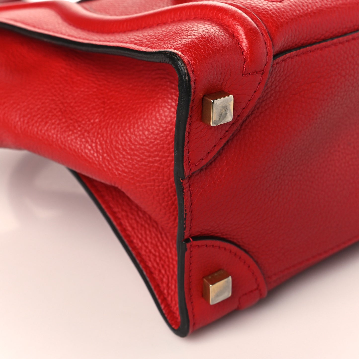 Drummed Calfskin Micro Luggage Red
