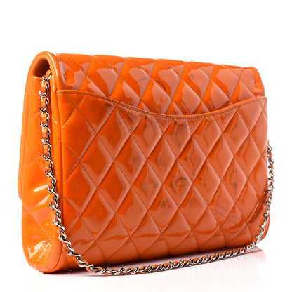 Chanel Patent Quilted Clutch with Chain Flap Orange 3 of 14