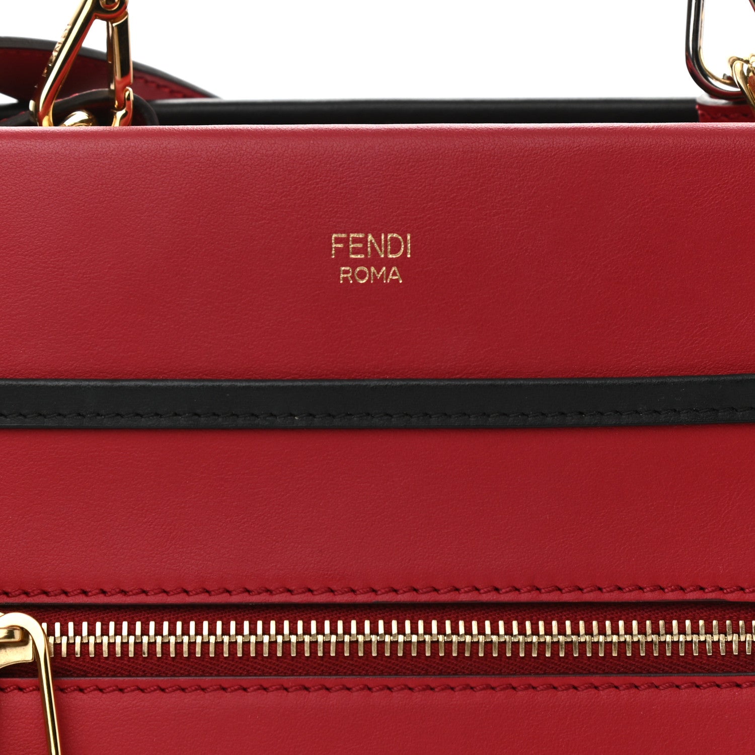 Fendi Vitello Century Opaco F is Fendi Bi-Color Small Runaway Satchel Fragola Black 9 of 11