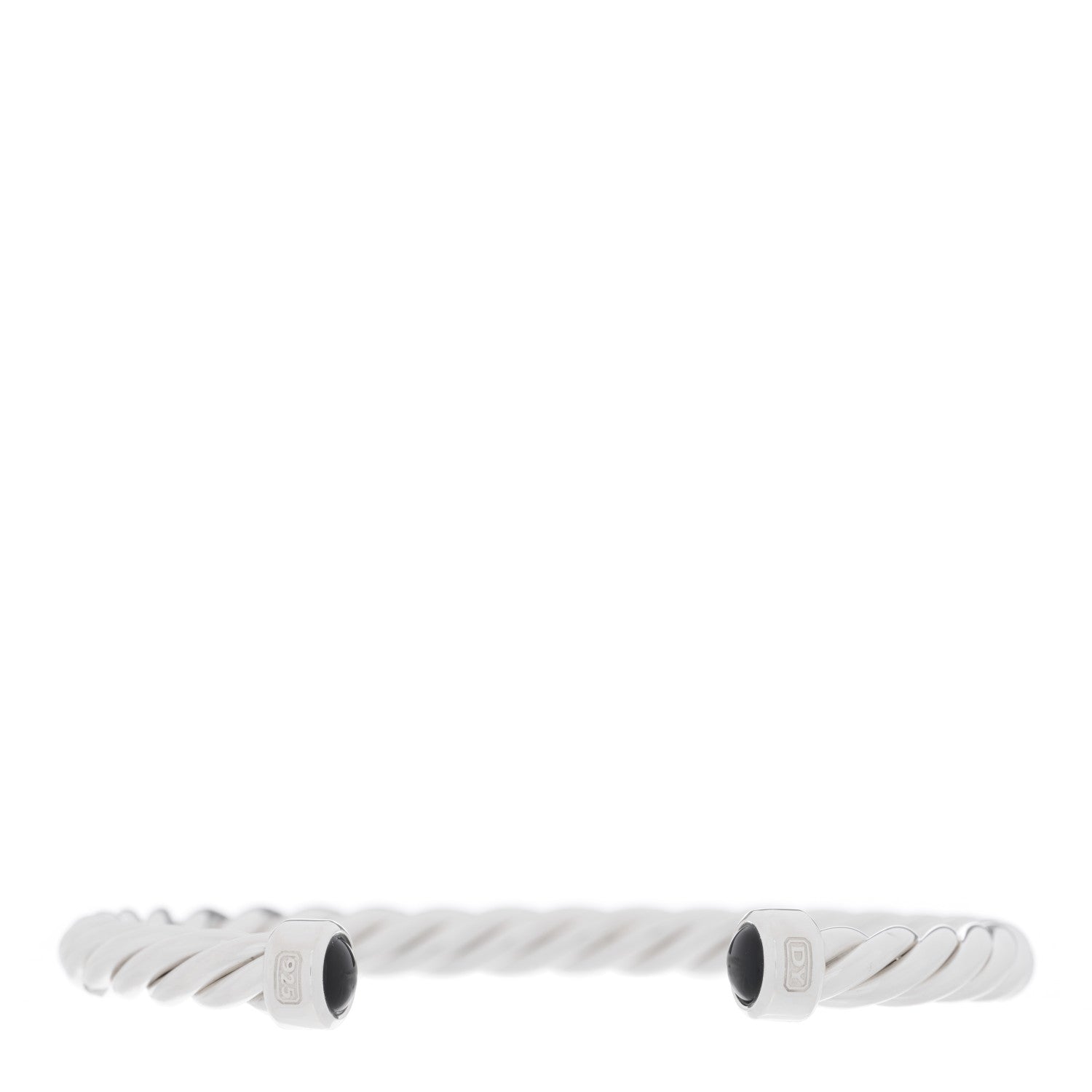 David Yurman Sterling Silver Onyx 6mm Cable Classic Cuff Bracelet 1 of 4