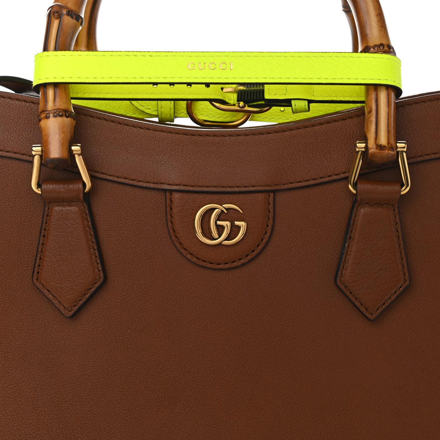 Wonka Grain Calfskin Medium Diana Tote Bag Cuir Yellow Fluo