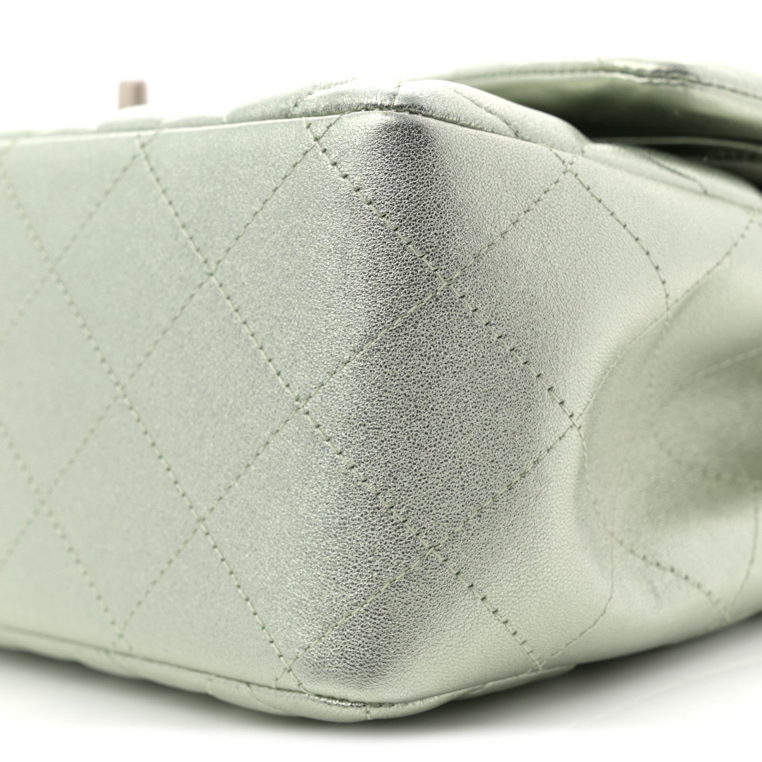 Chanel Metallic Lambskin Quilted Jumbo Double Flap Green 10 of 12