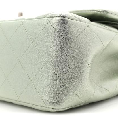 Chanel Metallic Lambskin Quilted Jumbo Double Flap Green 10 of 12