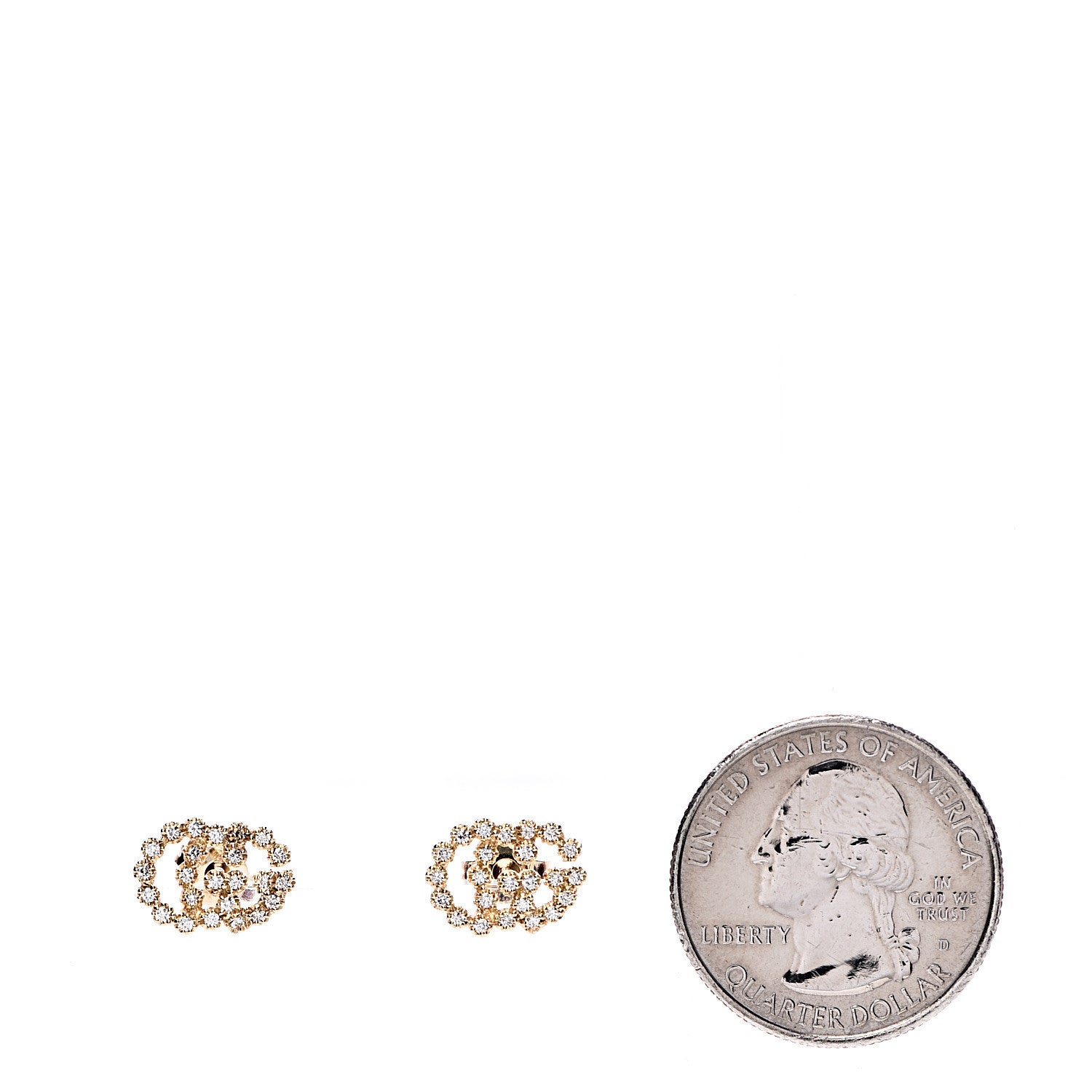 Gucci 18K Yellow Gold Diamond Running G Earrings 2 of 6