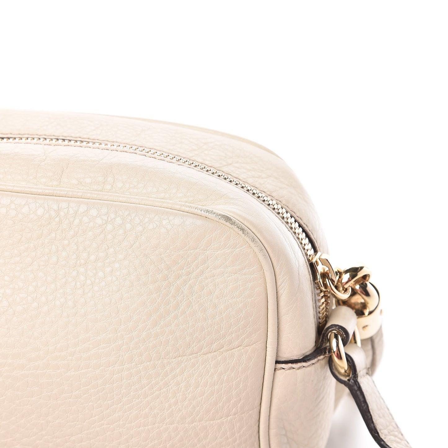 Pebbled Calfskin Small Soho Disco Bag Off White