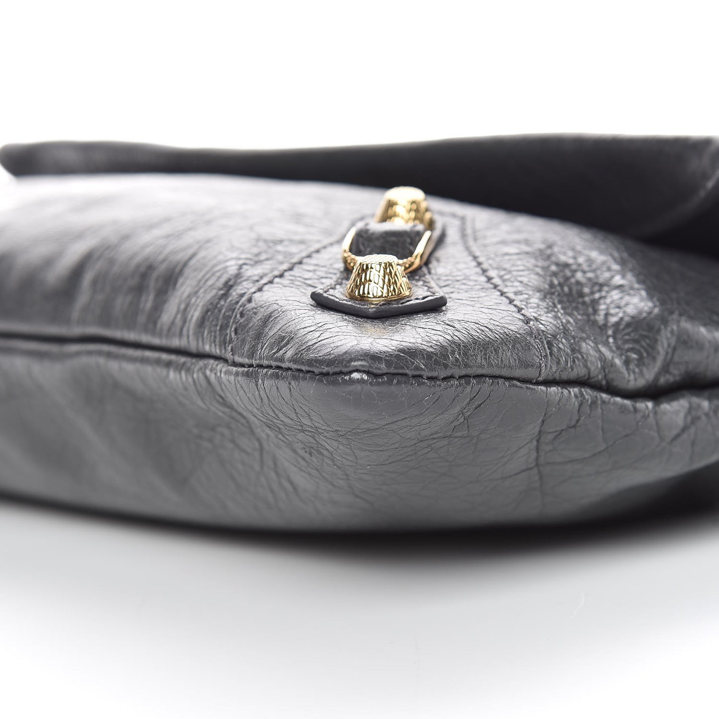 Agneau Giant 12 Gold Hardware Envelope Strap Clutch Gris Fossile