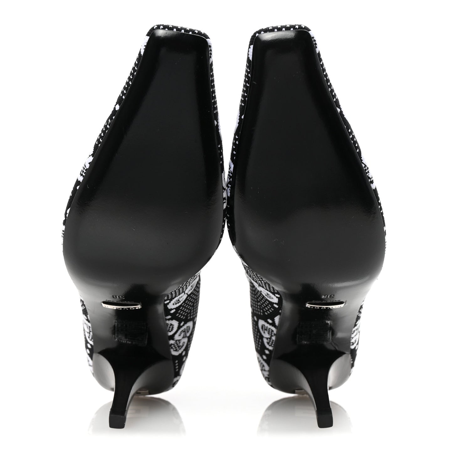 Technical Jersey Knit GG Monogram Square G 75mm Ankle Boots 38 Black Great White