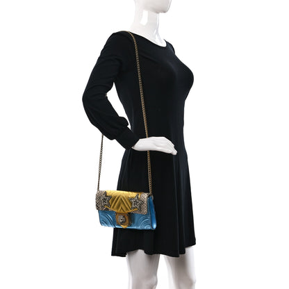 Gucci Snakeskin Metallic Nappa Animalier Broadway Chain Bag Blue Yellow 2 of 11